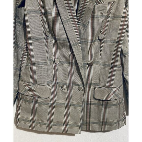 Cabi Blazer Womens 8 Gray Plaid Sleuth Pockets Structured Retro Academia Career - Picture 4 of 8